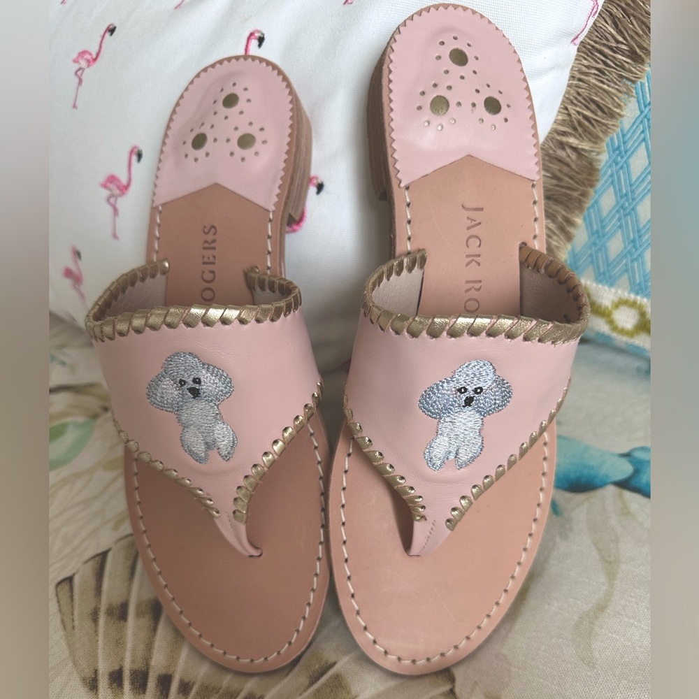 Jack Rogers Pink Sandals with White Poodle 🐩-9.5 NEW